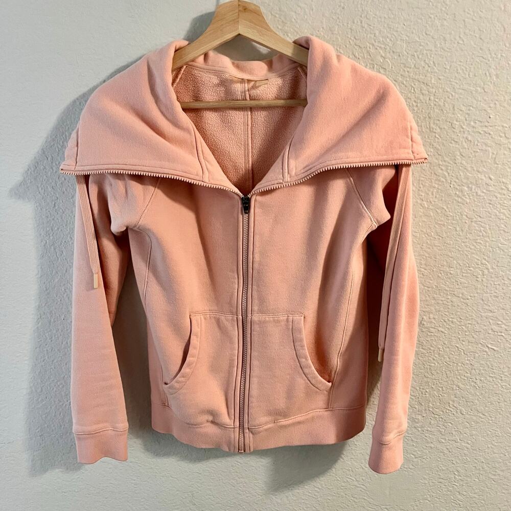 Zella Pink Funnel Neck Zip Hoodie Fleece Athleisure Scuba XXS Cozy Loungewear - Picture 2 of 8